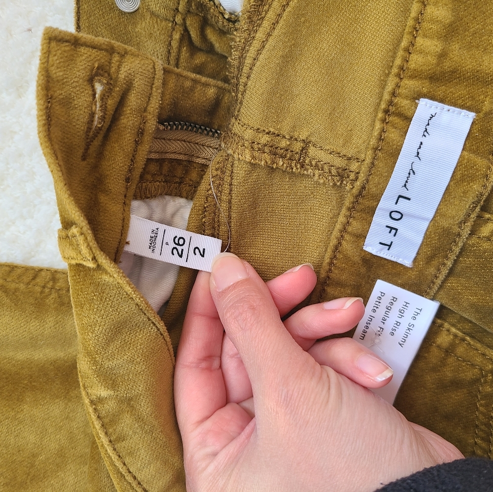 NWT LOFT Skinny High Rise Velvet Pants - Picture 5 of 5